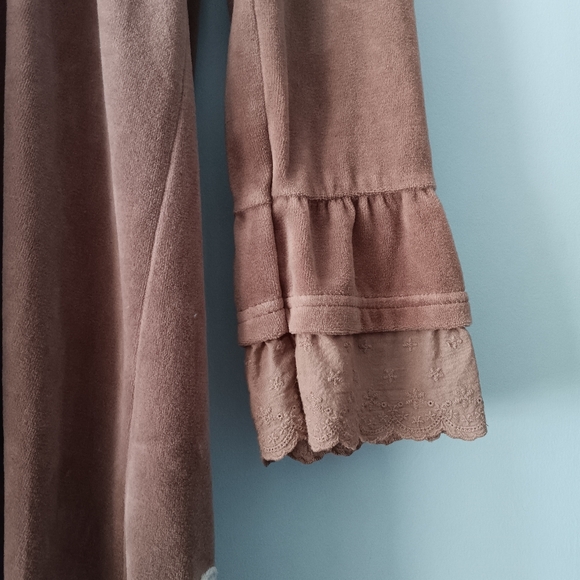 ChillNorway Brown Velour Embroidered Hoodie Dress L - Picture 3 of 11